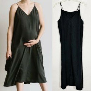 Storq Maternity Slip Dress Gray Black NWOT